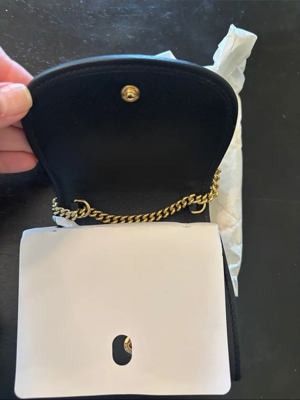 Gucci Black Leather Mini Wallet with Gold Double G